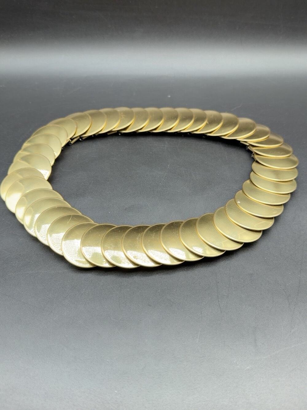 Vintage Gold Tone Disc Stretch Belt Womens One Size 28-48" Waist Statement